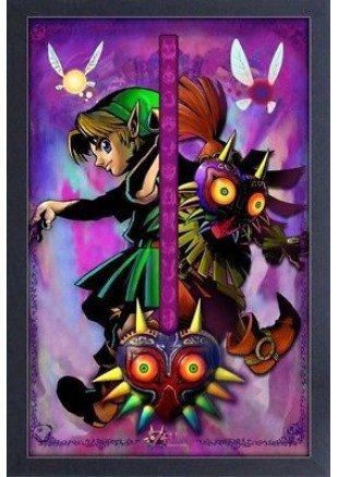 CADRE 11" X 18'' THE LEGEND OF ZELDA LINK & MAJORA'S MASK  (NEUF)