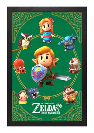 CADRE 11" X 18'' ZEDLA LINK'S AWAKENING CHARACTERS  (NEUF)