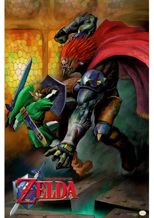 CADRE 11" X 18'' THE LEGEND OF ZELDA LINK VS GANONDORF  (NEUF)