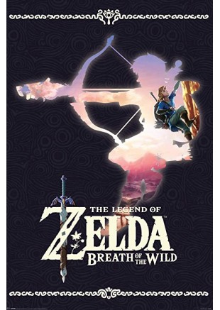 CADRE 11" X 18" THE LEGEND OF ZELDA BREATH OF THE WILD SILHOUETTE  (NEUF)