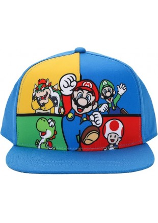 CASQUETTE MARIO BROS GROUPE AVEC BOWSER POUR ENFANTS  (NEUF)