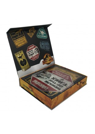 ENSEMBLE DE PANCARTES D'AVERTISSEMENT JURASSIC WORLD EN MÉTAL  (NEUF)