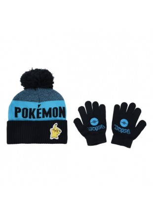 TUQUE POKEMON BLEU PIKACHU AVEC GANTS  (NEUF)