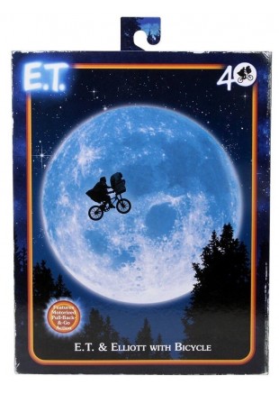 FIGURINE E.T. 40TH E.T & ELLIOTT WITH BICYCLE PAR NECA  (NEUF)