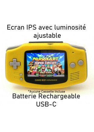 GAMEBOY ADVANCE JAUNE AVEC ECRAN IPS ET BATTERIE RECHARGEABLE PAR USB-C  (USAGÉ)