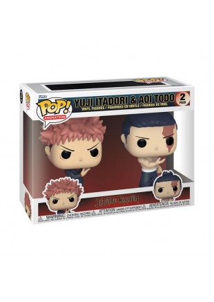 FIGURINE POP PACK DE 2 ANIMATION JUJUTSU KAISEN YUJI ITADORI ET AOI TODO  (NEUF)
